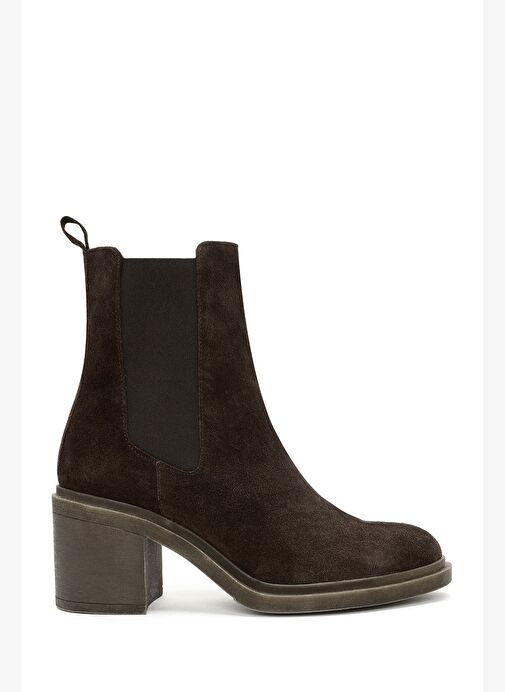 Kadın Kahverengi Kalın Topuklu Süet Deri Chelsea Bot 25WFD151510 - Görsel 2