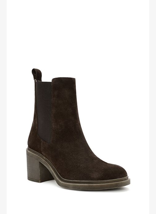 Kadın Kahverengi Kalın Topuklu Süet Deri Chelsea Bot 25WFD151510 - Görsel 8