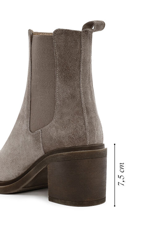 Kadın Vizon Kalın Topuklu Süet Deri Chelsea Bot 24WFD152410 - Görsel 3