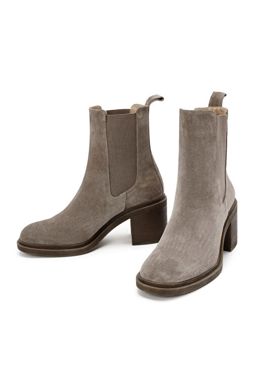 Kadın Vizon Kalın Topuklu Süet Deri Chelsea Bot 24WFD152410 - Görsel 4