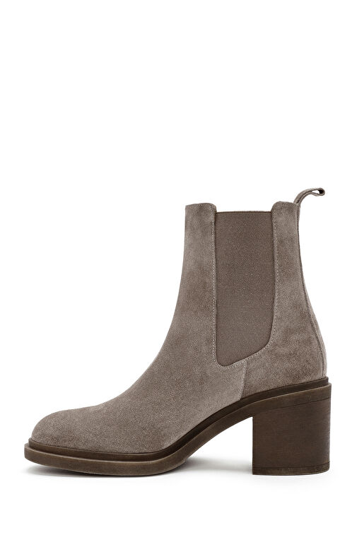 Kadın Vizon Kalın Topuklu Süet Deri Chelsea Bot 24WFD152410 - Görsel 5