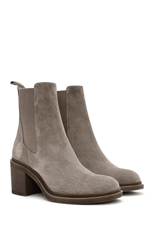 Kadın Vizon Kalın Topuklu Süet Deri Chelsea Bot 24WFD152410 - Görsel 6