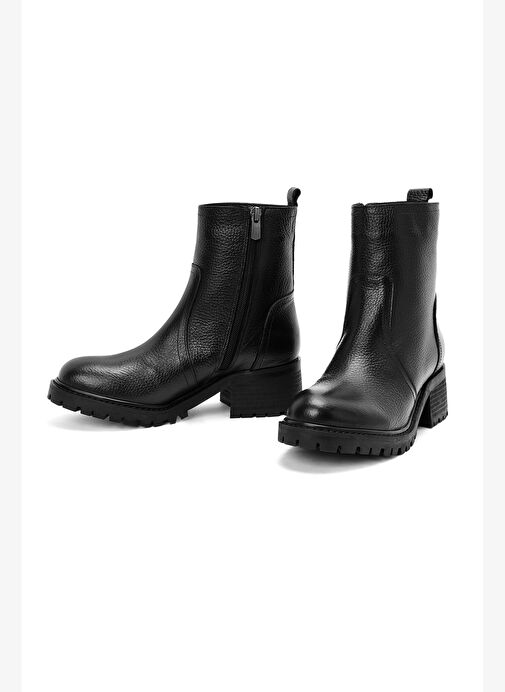 Kadın Siyah Fermuarlı Deri Bot 25WFD1514FT - Görsel 4