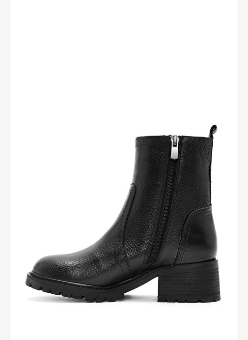 Kadın Siyah Fermuarlı Deri Bot 25WFD1514FT - Görsel 5