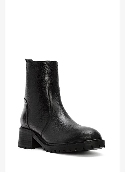 Kadın Siyah Fermuarlı Deri Bot 25WFD1514FT - Görsel 9