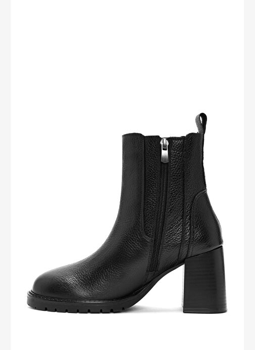 Kadın Siyah Kalın Topuklu Deri Chelsea Bot 25WFD1518FT - Görsel 5