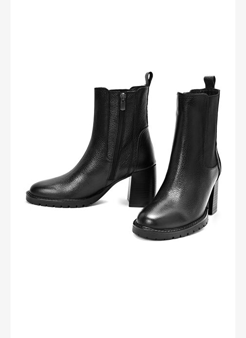 Kadın Siyah Kalın Topuklu Deri Chelsea Bot 25WFD1518FT - Görsel 4