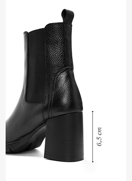 Kadın Siyah Kalın Topuklu Deri Chelsea Bot 25WFD1518FT - Görsel 3