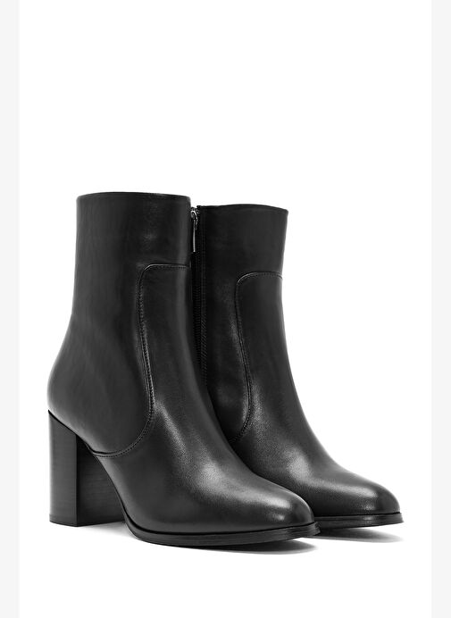 Derimod Derimod Kadın Siyah Fermuarlı Kalın Topuklu Deri Bot 24WFD152318 | Boyner Siyah - 3. görsel