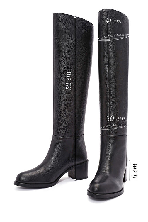 Kadın Siyah Kalın Topuklu Deri Çizme 24WFD1532FT - Görsel 3