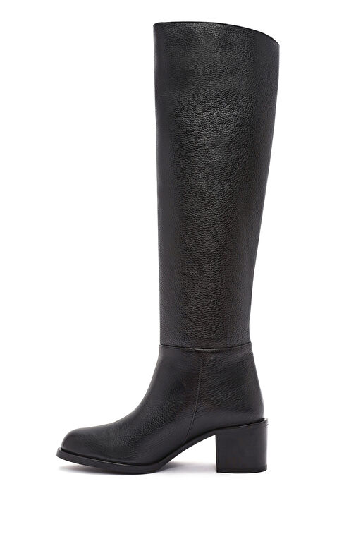 Kadın Siyah Kalın Topuklu Deri Çizme 24WFD1532FT - Görsel 5