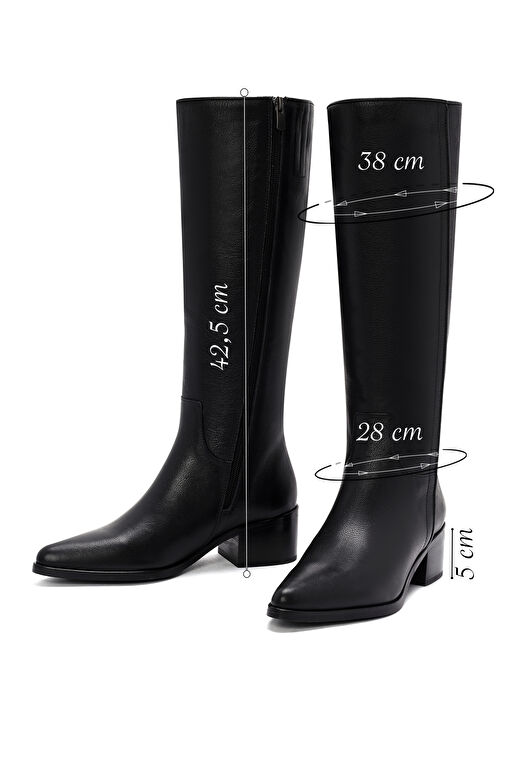 Derimod Derimod Kadın Siyah Fermuarlı Kalın Topuklu Deri Çizme 24WFD153018 Bot | Boyner Siyah - 3. görsel