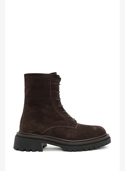 Kadın Kahverengi Fermuarlı Kalın Tabanlı Süet Deri Postal Bot 25WFD151010 - Görsel 2