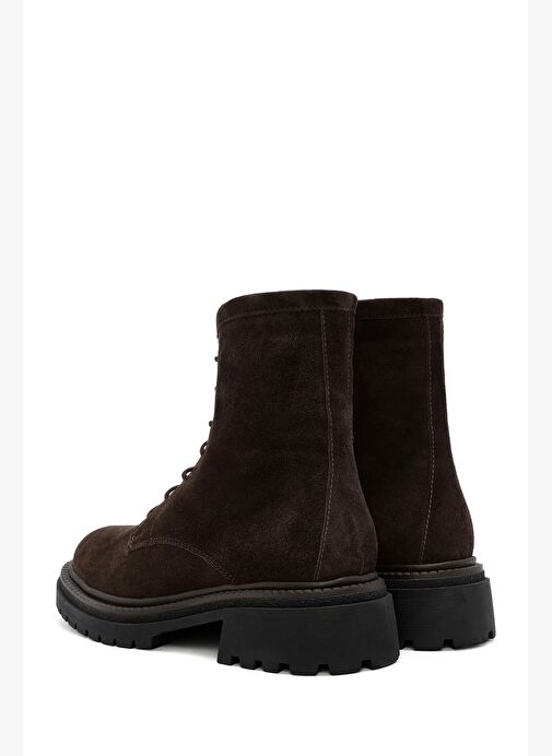 Kadın Kahverengi Fermuarlı Kalın Tabanlı Süet Deri Postal Bot 25WFD151010 - Görsel 7