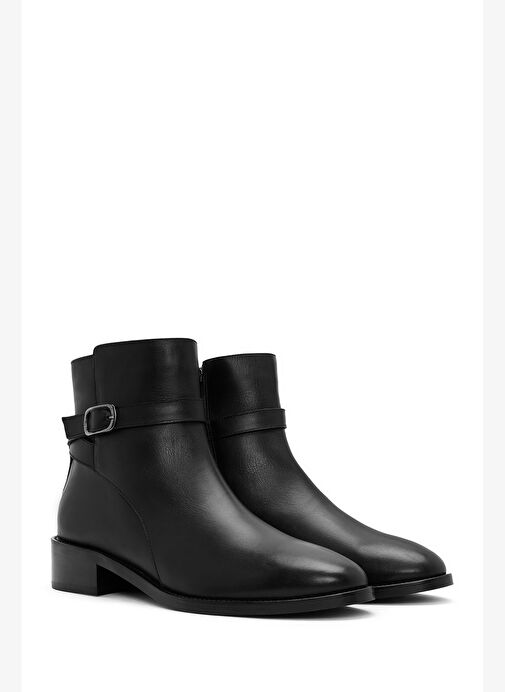 Kadın Siyah Fermuarlı Deri Bot 25WFD150918 - Görsel 4