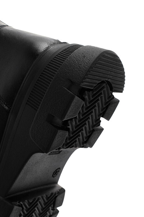 Kadın Siyah Fermuarlı Deri Bot 24WFD360418 - Görsel 9