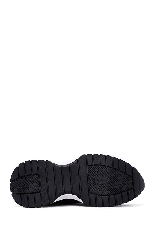 Kadın Siyah Bağcıklı Deri Sneaker 24WFD370414 - Görsel 5