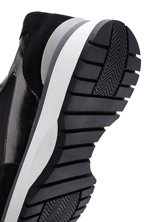Kadın Siyah Bağcıklı Deri Sneaker 24WFD370414 - Görsel 9