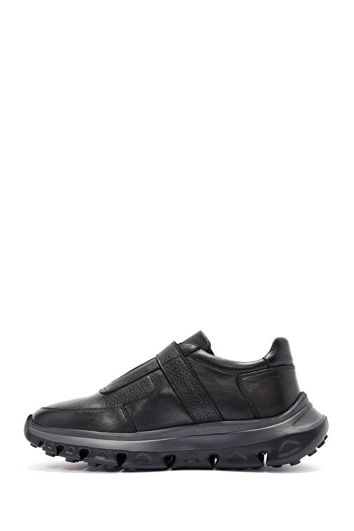 Erkek Siyah Bantlı Deri Sneaker 24WFD640914 - Görsel 3
