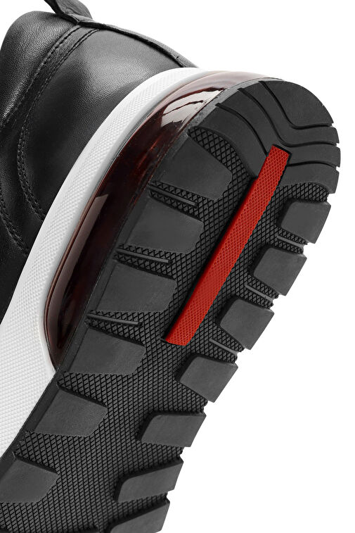 Erkek Siyah Bağcıklı Kalın Tabanlı Deri Sneaker 24WFD642318 - Görsel 9