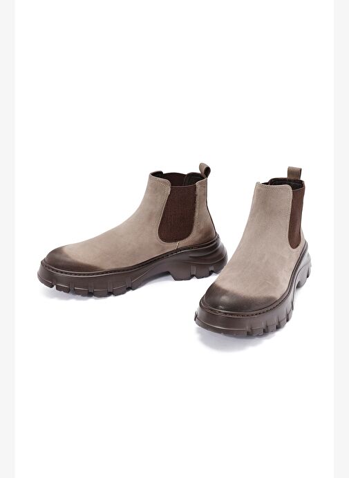 Erkek Bej Nubuk Deri Chelsea Bot 25WFD6416V3 - Görsel 4