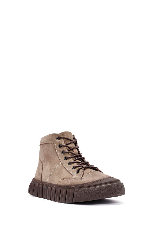 Erkek Bej Fermuarlı Bağcıklı Nubuk Deri Bot 24WFD6415V3 - Görsel 8