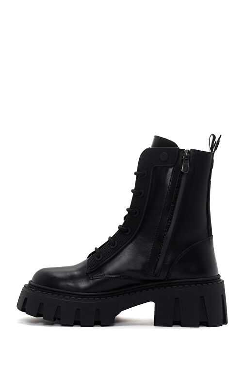 Kadın Siyah Fermuarlı Deri Postal Bot 24WFD1310MT - Görsel 5