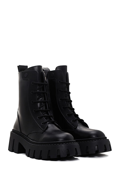 Kadın Siyah Fermuarlı Deri Postal Bot 24WFD1310MT - Görsel 6