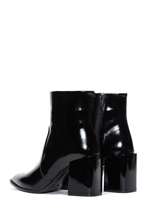 Kadın Siyah Fermuarlı Rugan Topuklu Deri Bot 24WFD131316 - Görsel 7