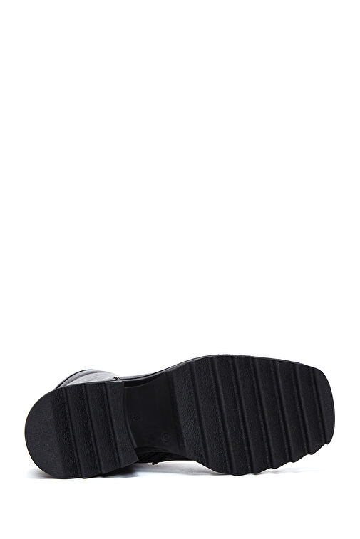 Kadın Siyah Fermuarlı Kalın Topuklu Deri Bot 24WFD131518 - Görsel 6