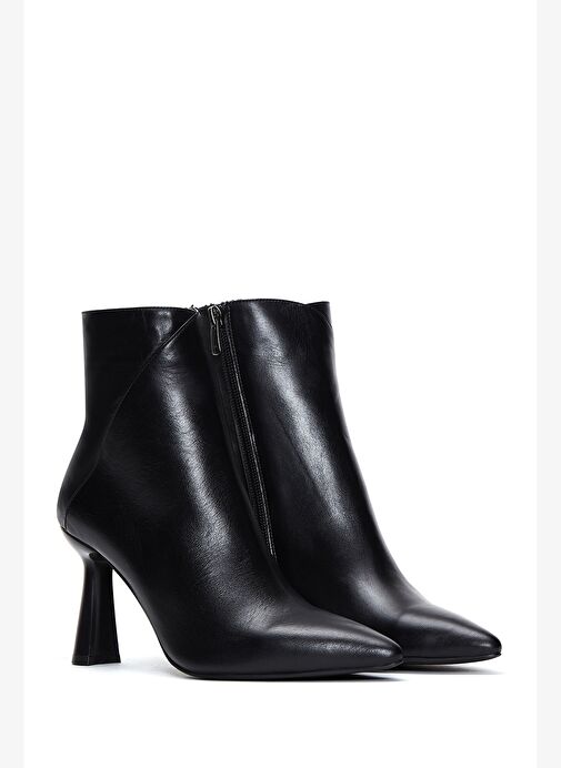 Kadın Siyah Fermuarlı İnce Topuklu Deri Bot 25WFD130718 - Görsel 6