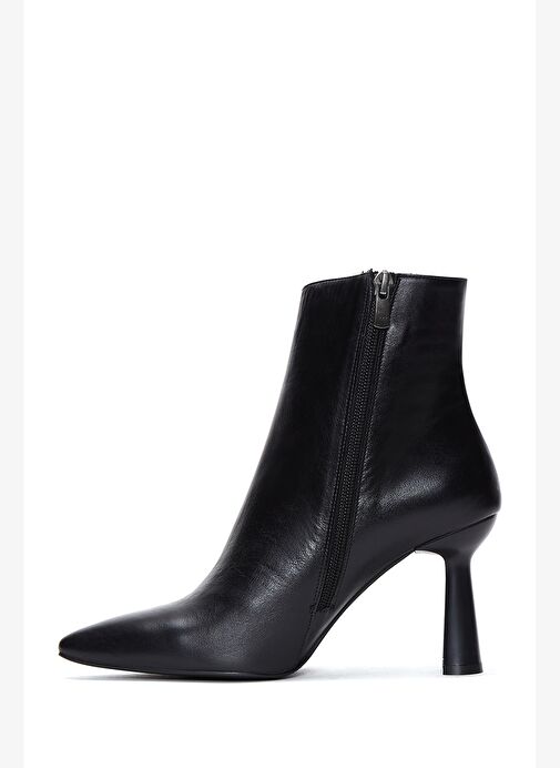 Kadın Siyah Fermuarlı İnce Topuklu Deri Bot 25WFD130718 - Görsel 5