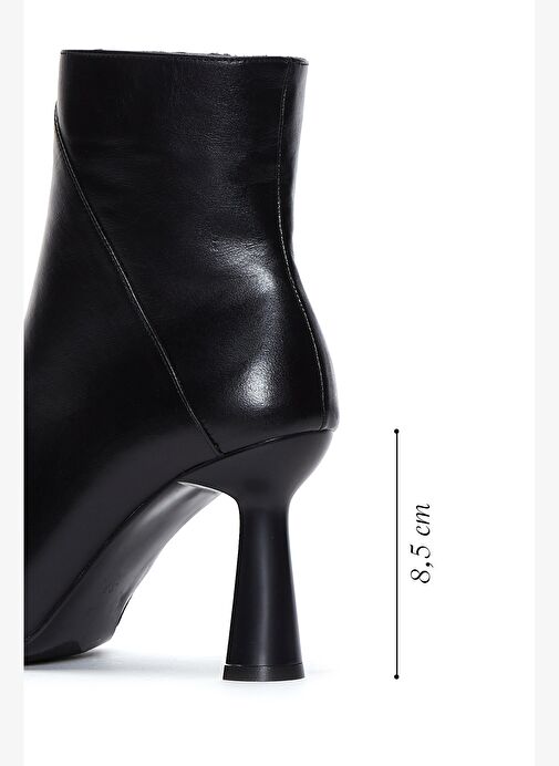 Kadın Siyah Fermuarlı İnce Topuklu Deri Bot 25WFD130718 - Görsel 3