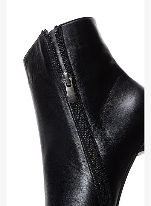 Kadın Siyah Fermuarlı İnce Topuklu Deri Bot 25WFD130718 - Görsel 9