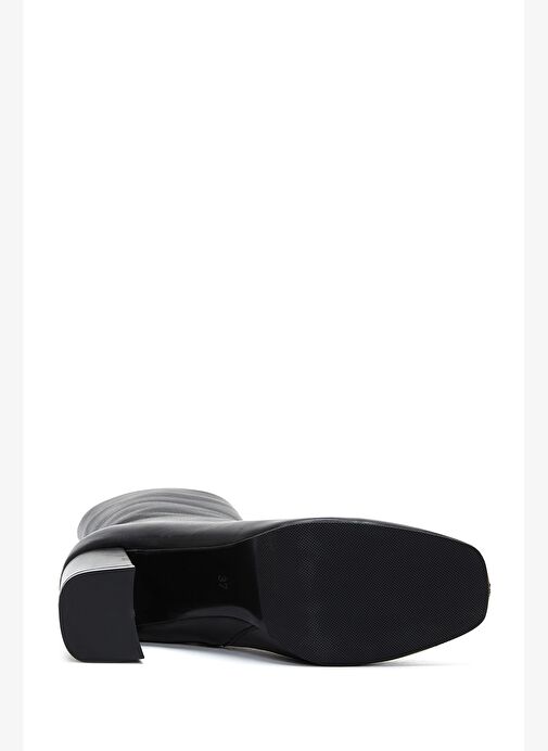 Kadın Siyah Fermuarlı Kalın Topuklu Deri Bot 25WFD130818 - Görsel 7