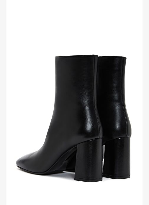 Kadın Siyah Fermuarlı Kalın Topuklu Deri Bot 25WFD130818 - Görsel 8