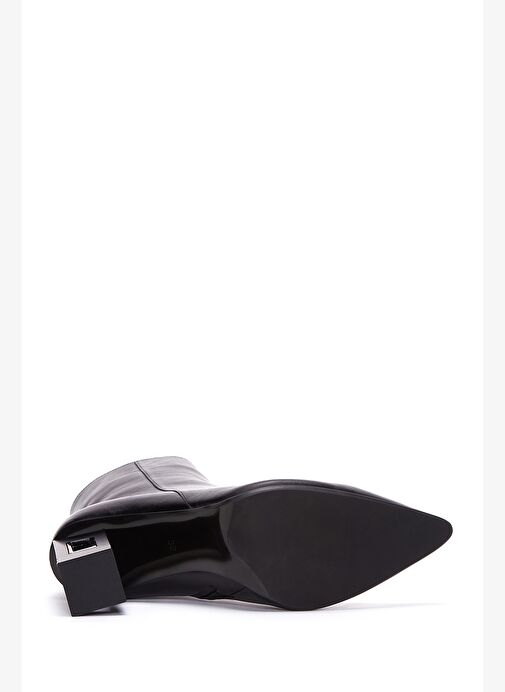 Kadın Siyah Fermuarlı Kalın Topuklu Deri Bot 25WFD130918 - Görsel 7