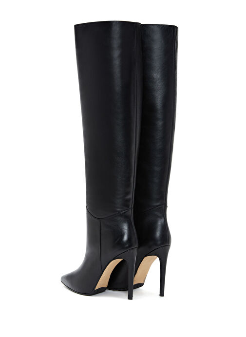 Kadın Siyah İnce Topuklu Deri Çizme 24WFD132318 - Görsel 8