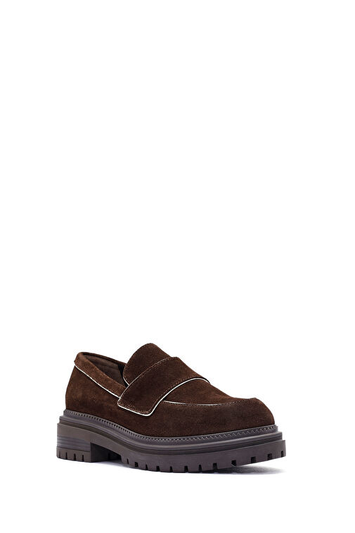 Derimod Derimod Kadın Kahverengi Kalın Tabanlı Süet Deri Maskülen Loafer 24WFD184110 | Boyner Kahverengi - 7. görsel