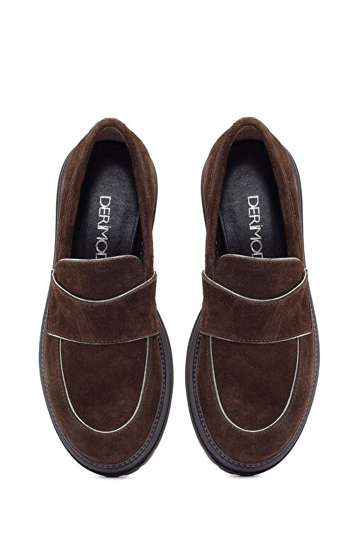 Derimod Derimod Kadın Kahverengi Kalın Tabanlı Süet Deri Maskülen Loafer 24WFD184110 | Boyner Kahverengi - 8. görsel