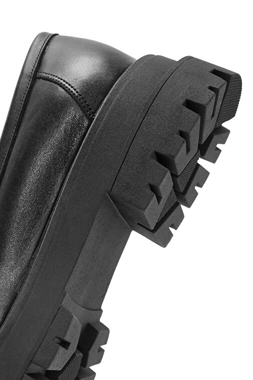 Kadın Siyah Toka Detaylı Deri Maskülen Loafer 24WFD184418 - Görsel 9