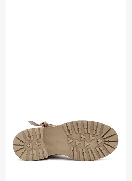 Kadın Bej Fermuarlı Kalın Tabanlı Süet Deri Bot 25WFD183210 - Görsel 6