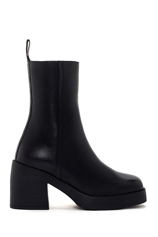 Derimod Derimod Kadın Siyah Kalın Topuklu Fermuarlı Deri Bot 24WFD200118 | Boyner Siyah - 2. görsel