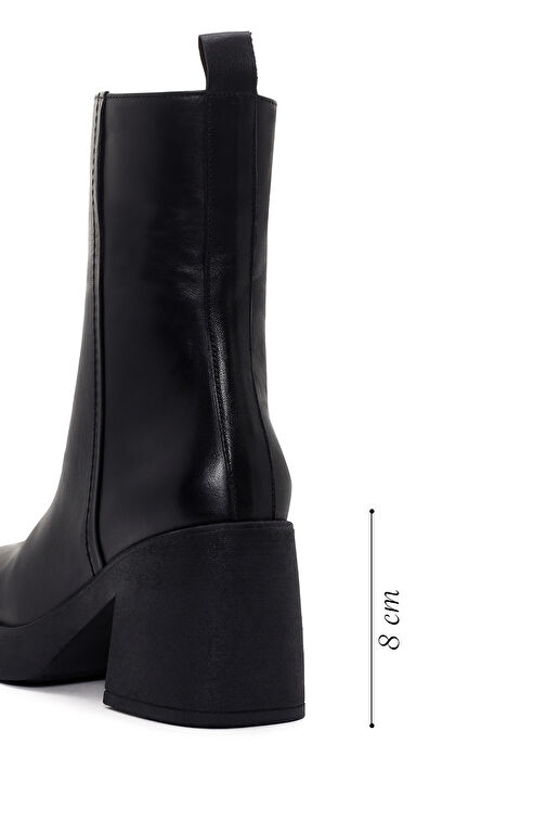 Derimod Derimod Kadın Siyah Kalın Topuklu Fermuarlı Deri Bot 24WFD200118 | Boyner Siyah - 3. görsel