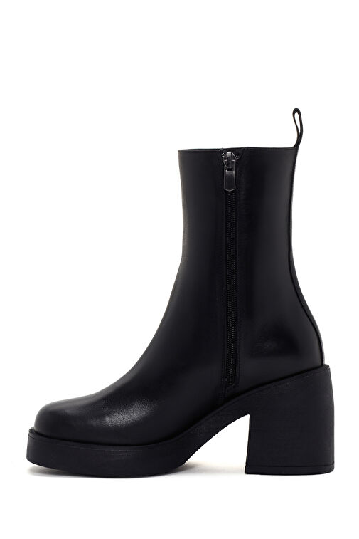 Derimod Derimod Kadın Siyah Kalın Topuklu Fermuarlı Deri Bot 24WFD200118 | Boyner Siyah - 5. görsel