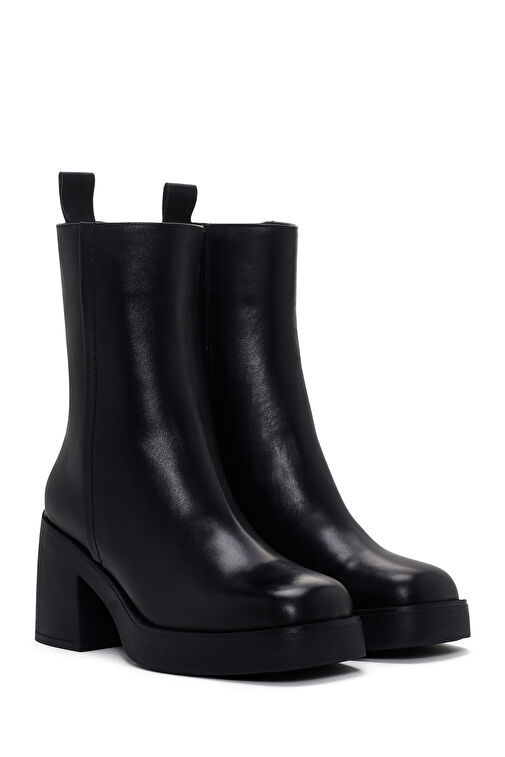 Derimod Derimod Kadın Siyah Kalın Topuklu Fermuarlı Deri Bot 24WFD200118 | Boyner Siyah - 6. görsel