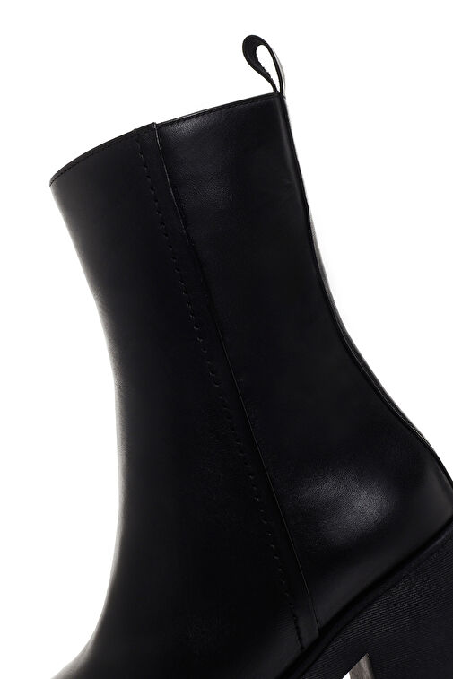 Derimod Derimod Kadın Siyah Kalın Topuklu Fermuarlı Deri Bot 24WFD200118 | Boyner Siyah - 9. görsel
