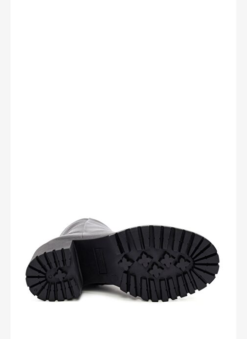 Kadın Siyah Topuklu Fermuarlı Deri Bot 25WFD2008FT - Görsel 7