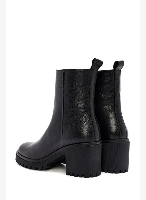 Kadın Siyah Topuklu Fermuarlı Deri Bot 25WFD2008FT - Görsel 8