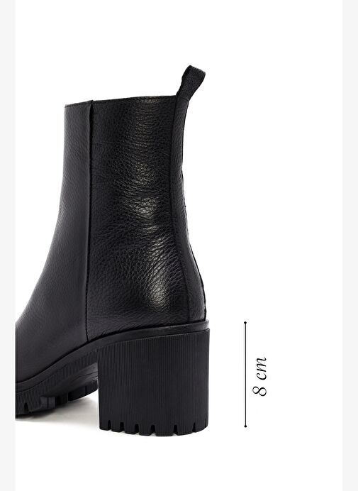 Kadın Siyah Topuklu Fermuarlı Deri Bot 25WFD2008FT - Görsel 3